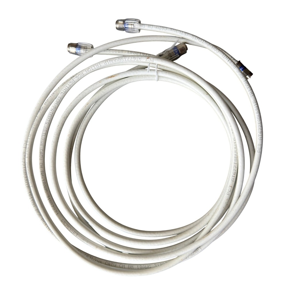 PCT Triton RG6 Coaxial Cable 18AWG White CATV CM BM with F-Type Connectors